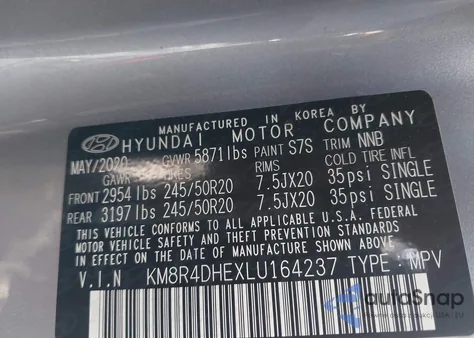 2020 Hyundai Palisade Sel z USA, uszkodzony, nr VIN KM8R4DHEXLU164237